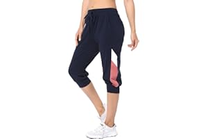 Marvmys Spodnie dresowe 3/4 Damskie 100% Bawełniane Spodnie Sportowe Damskie Letnie Spodnie Sportowe Damskie Spodnie Sportowe Damskie Casual Trening Wear Jogging Midi Spodnie do Jogi Damskie Z