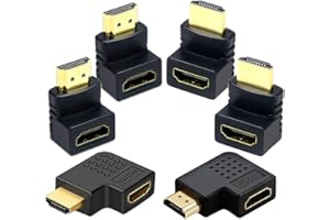 AONTOKY 6Pack 3D and 4K HDMI Angled Adapter Combo 4 Pcs 90 and 270 Degree 2 Pcs Vertical Flat Left and Right 90 Degree Male to Female HDMI Adapter TV Connector