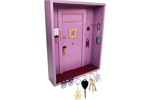 RUNQIN OUTDOOR Friends Monica's Door Wall Key Holder, Llavero Pared Decoración Casa con 6 Ganchos, Soporte Llaves Decorativo Pared Madera para Amantes Serie Televisión, para Entrada,Salón y Oficina,Puerta,Sala Estar