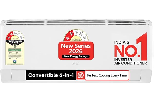LG Essential Series, 0.8 Ton 2 Star, Smart Inverter Split AC (100% Copper Condenser, Convertible 6-in-1 Cooling, Faster Cooli