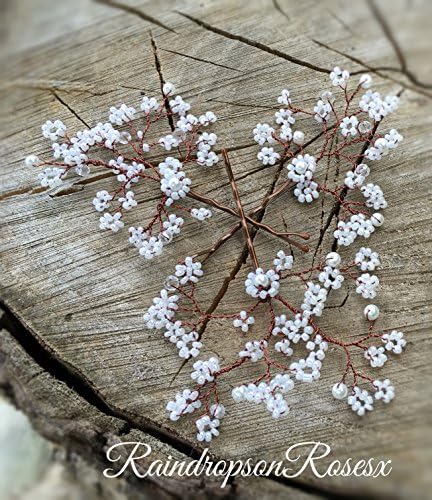 Bridal Bobby Pins - Wedding, Prom, Ballet, Holy communion. Babys breath, gypsophila fir brown hair