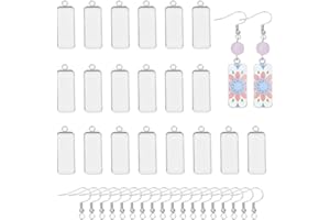 UNICRAFTALE Ganci per Orecchini con Vassoi per Ciondoli 30 Set Castoni E Ganci per Orecchini in Acciaio Inossidabile 10x25mm Vassoi per Ciondoli Rettangolari Spazi Vuoti per Orecchini Pendenti Kit