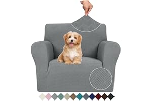 Ystyle Rozciągliwy Pokrowiec Na Sofę 1-Osobową, Uniwersalny Odporny Na Zadrapania Ochraniacz Na Kanapę, Przeciwpoślizgowe Pokrowiec Na Kanapę, Elastyczny Miękki Narzuty Na Sofę, Jasnoszary