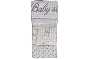 T&R BABY Coppia Lettino Flanella Stampato smerlata Compose' 3 Pezzi 0659 Grigio -
