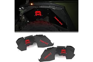 JROAD Inner Fender Front Fender Liners Compatible with Jeep Wrangler JK JKU Aluminum,with 4 LED Lights for 2007-2018 Wrangler Accessories JK JKU Sport Sahara Rubicon 2/4 Doors