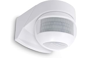 SSC-LUXon KELEA - Sensore di movimento per esterni, IP54, per parete, soffitto e angoli, sensore PIR regolabile, orientabile con sensore crepuscolare