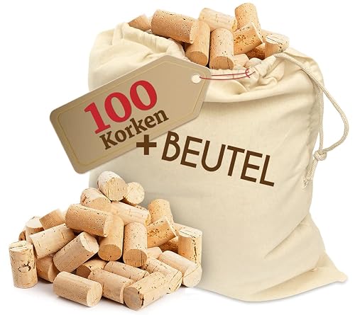 100 Naturkorken im Baumwollbeutel