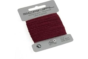 TURNER BROWNE CRAFTS Scanfil Mending Darning Wool Repair Thread Hole Yarn Jumper Sock Buy 1 2 Pks 262, Colour 072 Wine Burgundy, 2 Cards (30m)