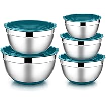 Set 5 Ciotole In Acciaio Inox Con Coperchio - Insalatiera Con Grattugia, Fondo Antiscivolo - Foto 7