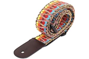BEYEQCEZ Ukulele Regenbogen Gurt - Baumwolle Verstellbarer Gitarrengurt Mit Leder Ende - Retro Geflochtene Tragegurt, Ethno-Stil Band Canvas Gurtband Langlebig Mit Band Zum Anklipsen