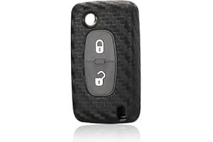 Berfea Silikon Schlüsselhülle Schlüsselgehäuse autoschlüssel hülle kompatibel mit Peugeot 107 206 207 208 306 307 308 407 408 508 RCZ kompatibel mit Citroen C2 C3 C4 C5 Funkschlüssel (2 Tasten)