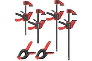 GETLITOOL Set 4pz Morsetti a Barra 6"/12" da Falegname + 2pz Morsetti a Molla, 2 in 1 F-Bar/Spargitori a Sgancio Rapido per Lavorazione Legno con Serraggio 75kg Binario in Acciaio al Carbonio