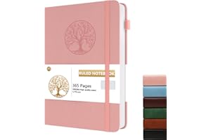 Dzhzal Carnet ligné A5 de 365 pages lignées épaisses de 100 g/m² pour écrire, journal en cuir rigide avec bande élastique pour homme et femme, pour le travail, les affaires, l'école et les voyages