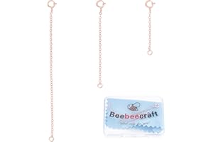 Beebeecraft 3pcs 3 Taille 925 Colliers en Argent Sterling Extender Bracelet Bracelets de Cheville Chaîne D'Extension avec Fermoirs à Ressort et Chiffon de Polissage en Argent, Or Rose