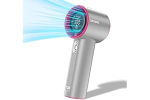 GOOJODOQ Ventilador de mano portátil, carga USB-C, batería de 4000 mAh, mini ventilador turbo de mano para viajes, al aire libre, camping (gris)