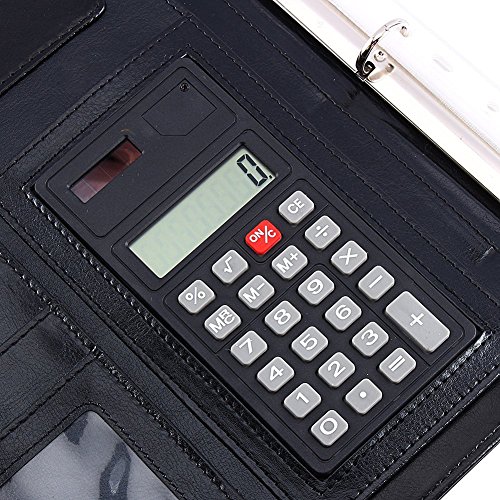 A4 Carpeta para Conferencia de Piel Sintetica  Carpeta Organizadora con Calculador Tarjetero incluidos  Organizador para Folios Bolis  Tablet  Tarjetas  Negro