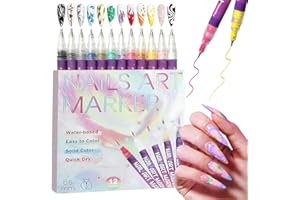 Kyduu 12 Colores Bolígrafo de Uñas Nail Art 3D Pen, 0,5mm, DIY Bolígrafo Manicura Niñas, Boligrafo 3d Pintauñas, Nail Art Grafiti Pen Marker 3D Set, Bolígrafo de para Decoración de Uñas