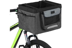 Lixada Cesta de Bicicleta,Plegable Bicicleta Delantera Cesta Extraíble Bicicleta Mascota Perro Gato Conejo Transportador Camping Bolsa