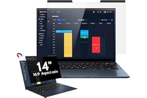 PROTESCREEN Magnetic Laptop Privacy Screen 14 Inch for 16:9 Computer Monitor, 14" Removable Anti Glare Protector Blue Light Filter Shield Film Compatible with Lenovo/Hp/Dell/Acer/Asus/Thinkpad/Envy/Xps/Toshiba