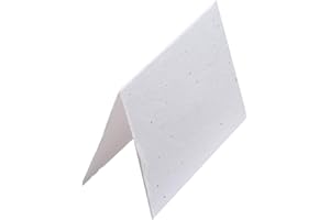 Wanderings Handmade Flower Seed Tent Cards - 3.5"x2" / 5x9 cm - Pack of 25 - Plantable Recycled Paper with Embedded Wildflower Seeds for Place Cards Weddings Banquets Dinner Parties - 250 GSM