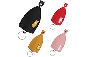 AfitLulu 4 Pieces Car Key Case Creative Pull Out Style Key Bag for Women and Men, PU Leather Key Sleeve Car Key Holder Fashionable Key Pouch for House Keys, Car Key Holders for Handbags