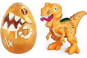 GizmoVine Uovo Dinosauro, Dinosauri per Bambini, Giocattolo di Dinos a Sorpresa Smontare T-Rex con Luci e Ruggisce Suoni, Educativo Interattivo Gioco, Regalo di Compleanno per 3 4 5 6 Anni