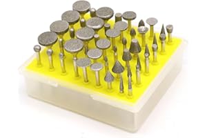 SEIWEI Juego de 50 Brocas de Diamante con Revestimiento de Diamante, Accesorios de Herramientas rotativas con vástago de 1/8 de Pulgada para Tallado de Metal en Piedra, Pulido y Grabado, 120