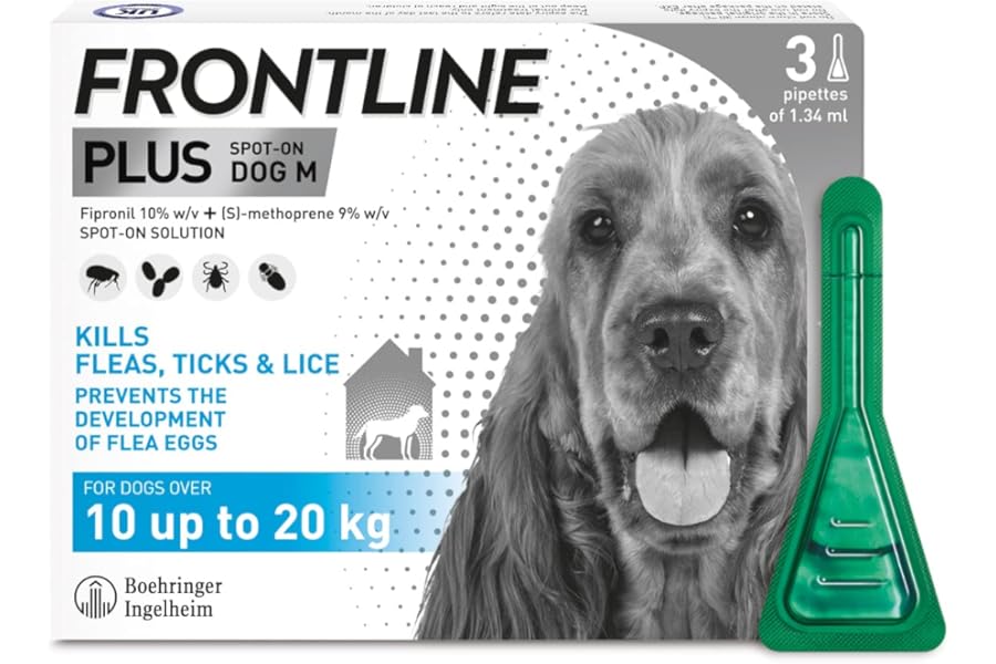 FRONTLINE Plus Flea & Tick Treatment for Medium Dogs - 3 Pipettes