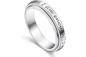 FLYOW I am Enough Spinner Ring 925 Sterling Silver Fidget Ring for Anxiety Stress Relief Boredom ADHD Autism Rings