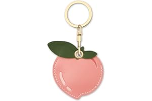AXFEE 360° Protective Case for Air-Tag, Cartoon Peach Leather Air Tag Keyring Case For A-pple Air-tag, Holder Case for Air-Tags, air-tag Holder Protective case, Decorations for Key, Bag, Pet Collar