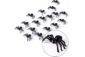 Zerodis 50 pcs Halloween Araignées Noir Plastique Réalistes Bogues Faux Araignées Cafards Halloween Drôle Blague Prank Party Favor Décoration Accessoires Halloween Jouet Toys