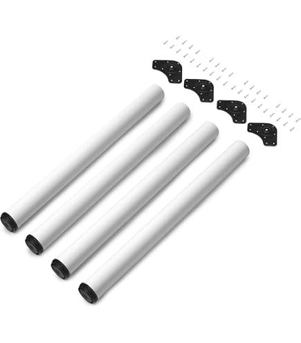 ML-Design Juego de 4 Patas de Mesa Inclinadas 42cm Blanco Brillante de