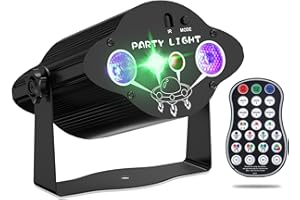 FODEXAZY Luci Discoteca DJ Luce da Festa, 3 in 1 RGB UV LED effetti di luce stroboscopica con telecomando, cavo USB per DJ Show concerti, feste, discoteca, festival