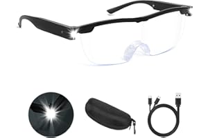 NZQXJXZ Lupenbrille mit Licht, 200% Leselupe mit Licht für Senioren, USB wiederaufladbare LED beleuchtete Lupe, Anti-Blaulicht, Hände frei Kopf Lupe Brillen für Enge Arbeit, Hobbys, Lesen, Handwerk