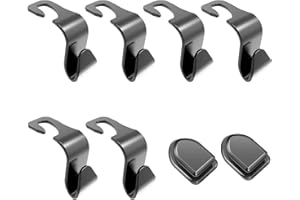 NINVVS 6 Pieces of Car Hooks, with 2 Pieces of Car Mini Hooks, Car Seat Back Hooks, Multi-Function Item Hooks, General Motors Handbag Hooks, Rear Seat Storage Hooks.