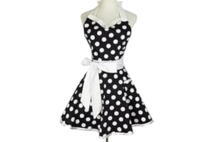 Gaf Nuncew Delantal Cocina Mujer,Lindo Delantal Mujer Vintage Con Bolsillos Y Corbata Larga Ajustable Y Cintura,Delantales de Cocina Adecuada Para CoccióN Diaria, Horneado, ProteccióN De Limpieza