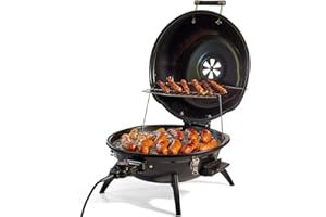 CUSIMAX Elektrogrill Tischgrill BBQ, Elektrogrill mit Deckel, Thermostat, Wärmereflektor und klappbarem Warmhalterost, 1600W Elektrischer Indoor-Grill Ideal für Küche, Balkon & Terrasse, Schwarz