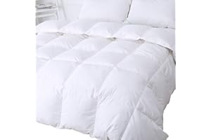 SUFUEE King Size 13.5 Tog - 50% White Goose Feather & 50% Down Duvet - 300T 100% Cotton Anti Dust Mite & Down Proof Fabric - Anti Allergen - Luxury Winter Quilt