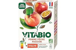 VITABIO - Gourdes Pomme Pêche Passion - VITALITE - 4x100g - BIO