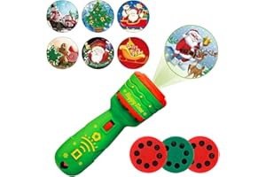 BNOYONERAS Weihnachten Projektor Taschenlampe, Projektor-Taschenlampe für Kinder, Projektor Taschenlampe Kinder, Weihnachtsspielzeug-projektor-Taschenlampe mit 3 Scheiben, 24 Bilder, Nikolausgeschenke (Grün)