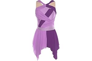 ranrann Femme Robe Danse Classique Asymétrique Robe Danse Lyrique Contemporaine Costume Latine Justaucorps Gymnastique S-XL
