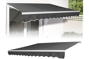 LZQ Markiza na balkon, słońce, markiza z przegubem ręcznym, ochrona przed słońcem, wodoszczelna, pyłoszczelna, regulacja wysokości, ciemnoszary (ciemnoszary, 3,6 x 3 m)