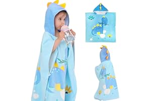 SUPGOMAX Kapuzen Badeponcho, Kind Poncho Handtuch, Baby Kapuzen Strandtücher, Cartoon Saugfähig Kinder Strandtuch, Kind Badetuch mit Kapuze für Strand Schwimmen Dusche