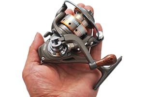 CONDINGGEN Mini Spinning Reel, 5.2:1 Gear Metal Fishing Reel, 13+1BB Powerful Spinning Fishing Reels with Interchangeable Handle, Small Compact Fishing Reel for Carp Bass