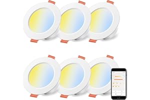 iLC Inteligente Alexa Foco Empotrable LED 10W (equivalente a 80W), Compatible con Alexa (se necesitan dispositivos Echo), Ø95-110mm, 2700K-6000K Downlight Plafón Luz de Techo (6 unidades)