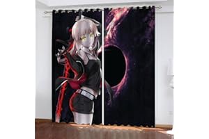NUYSP Anime Vorhang Blickdicht B 220 X H 215cm Polyester Vorhänge mit Ösen 2er Set Gardinen, 3D Gedruckt Manga-Mädchen Verdunkelungsvorhang für Kinderzimmer Wohnzimmer Schlafzimmer