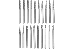 Gasea 20pcs 3mm 1/8" Shank Double Cut Head Tungsten Carbide Rotary Burr Set for Woodworking, Carving, Engraving