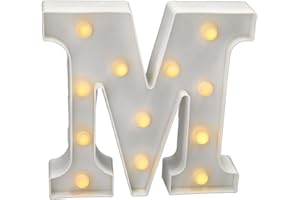 Jandei - Letras LED Iluminadas, Letra M con Luz Blanca Cálida, Luces Led Decoración y Ambiente, Luz Nocturna Bodas, Cumpleaños, Escaparates, Números y Letras con Luces (Funcionan con Pilas)