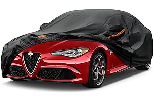 Kayme Autoplane Wasserdicht Atmungsaktiv Passend für Alfa Romeo Giulia 2016-2024, 7 Schichten Vollgarage Autoabdeckung für Regen Sonne Staub Schutz, Auto Abdeckplane Abdeckung.