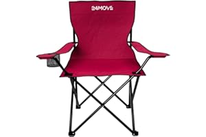 ‎24MOVE 24MOVE® Faltstuhl rot Campingstuhl Anglerstuhl mit Getränkehalter - Anglersessel klappbar - Klappstuhl Gartenstuhl Faltstuhl Relaxsessel Campingsessel faltbar, Polyester, für draußen oder drinnen